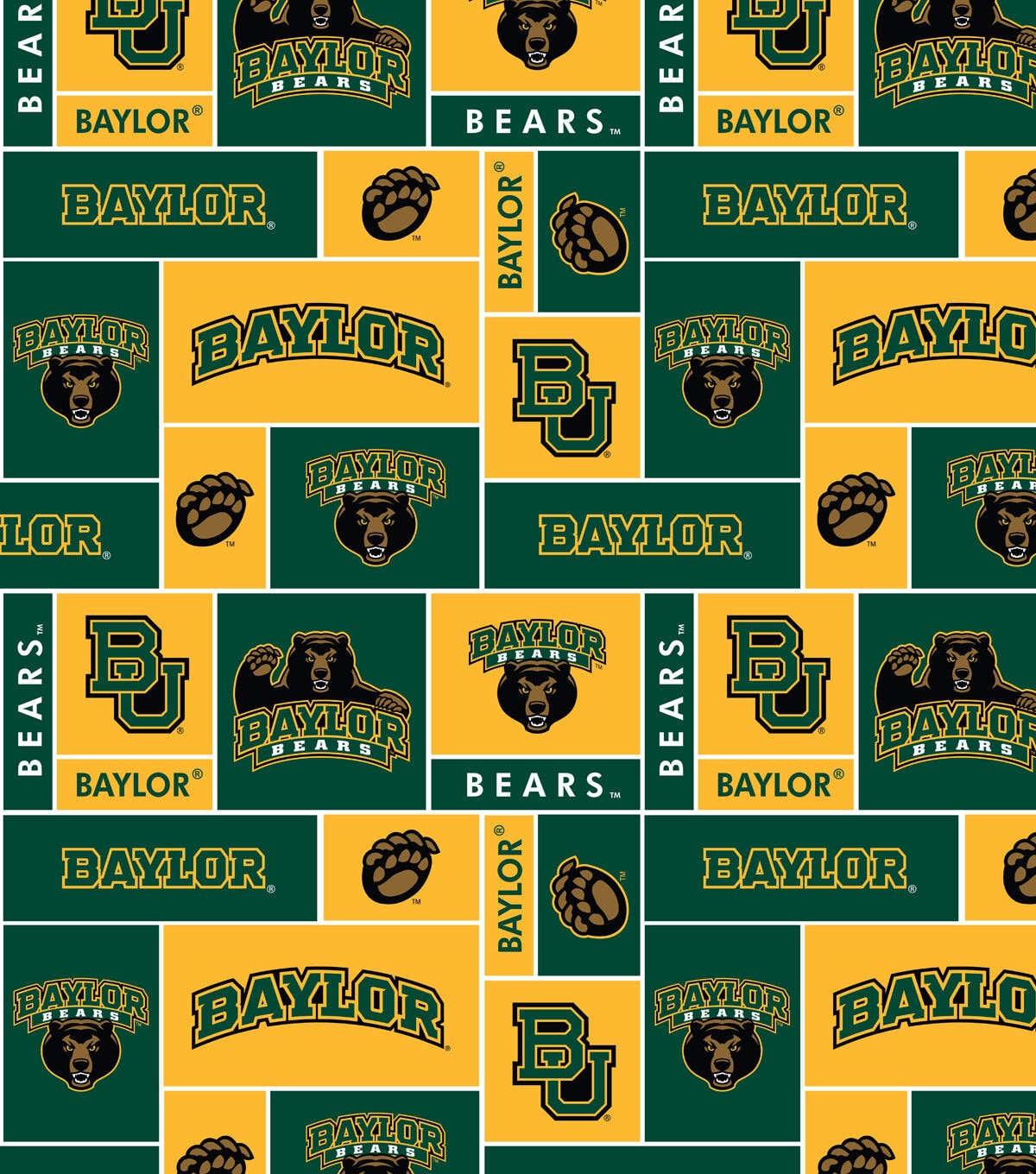 Baylor University Bears Fleece Fabric Block