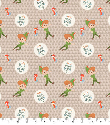 Peter Pan Never Grow Up Disney Cotton Fabric