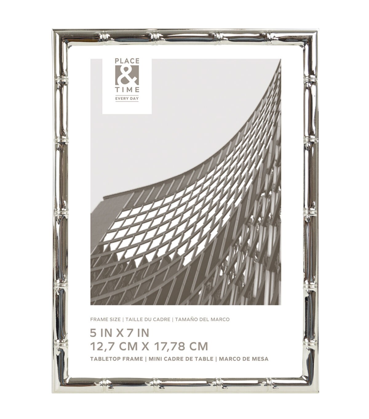 5 x 7 Silver Bamboo Tabletop Picture Frame by Place & Time