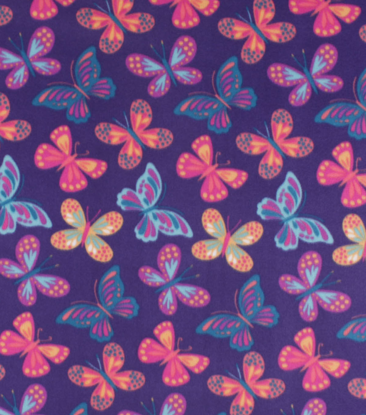 Butterflies on Purple Blizzard Fleece Fabric