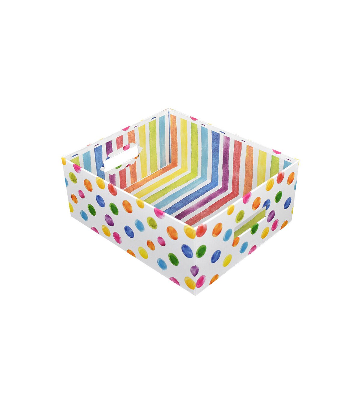 13 Rainbow Dot Rectangle Box With Cutout Handles by Place & Time