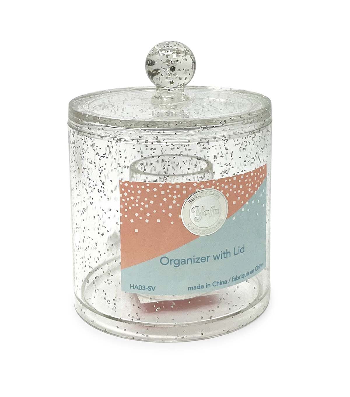 Yafa 5 Silver Cotton Ball Holder With Lid