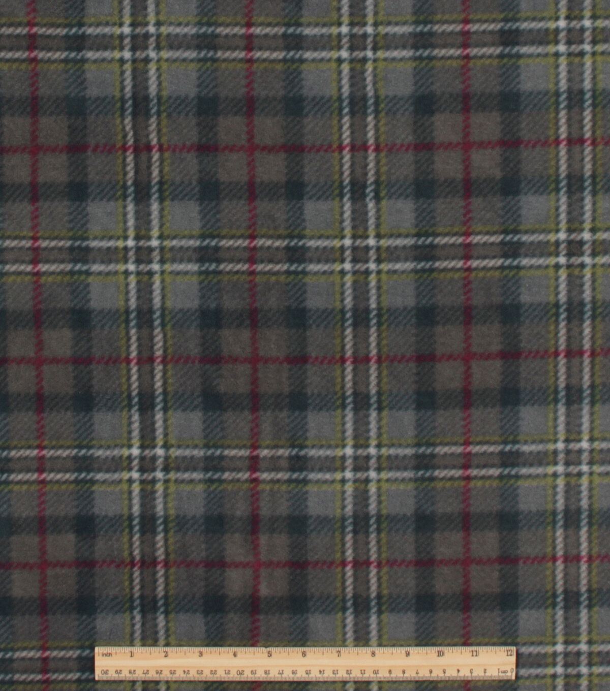 Olive Plaid Anti Pill Fleece Fabric