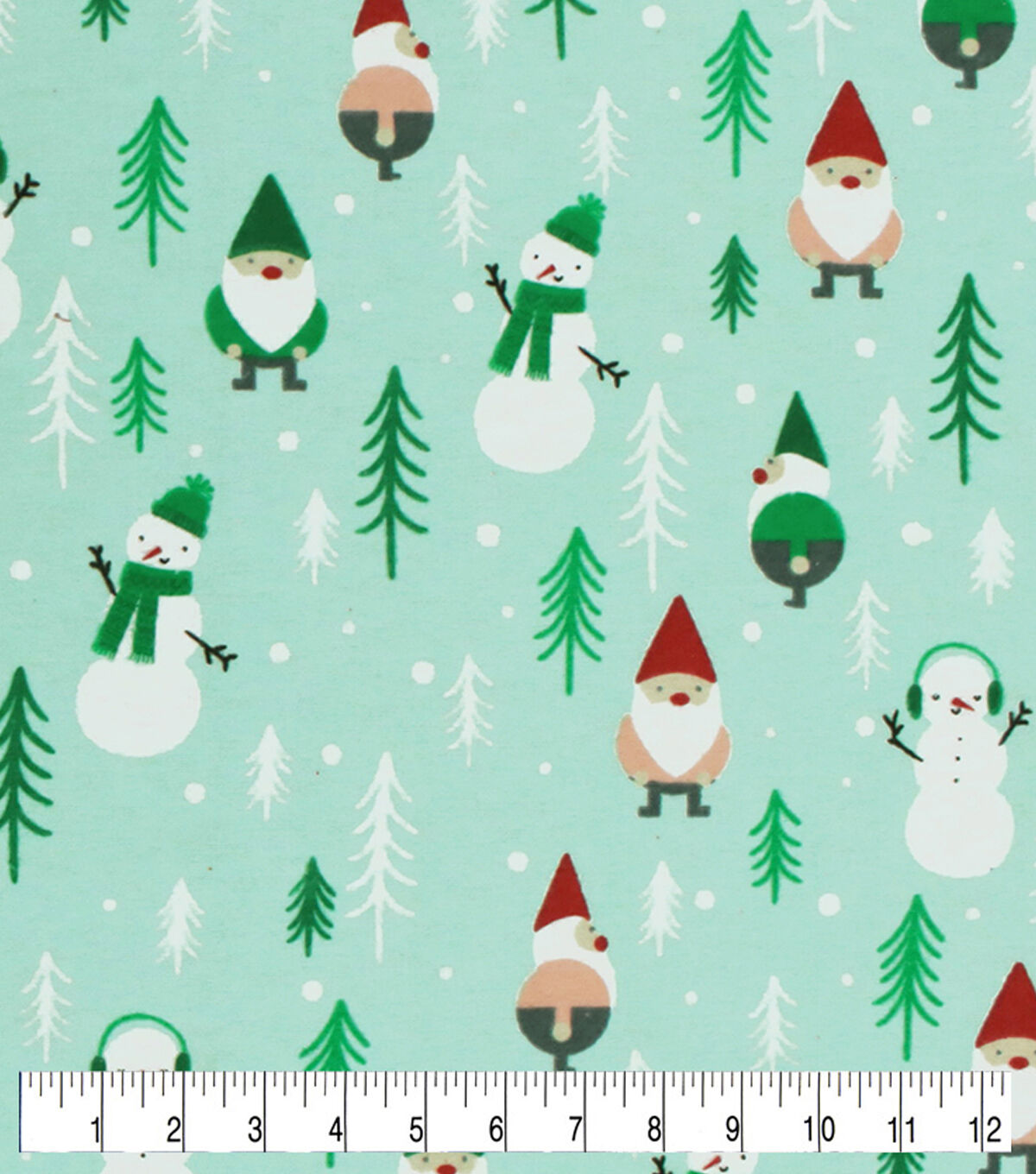 Gnomes & Snowmen on Blue Super Snuggle Christmas Flannel Fabric