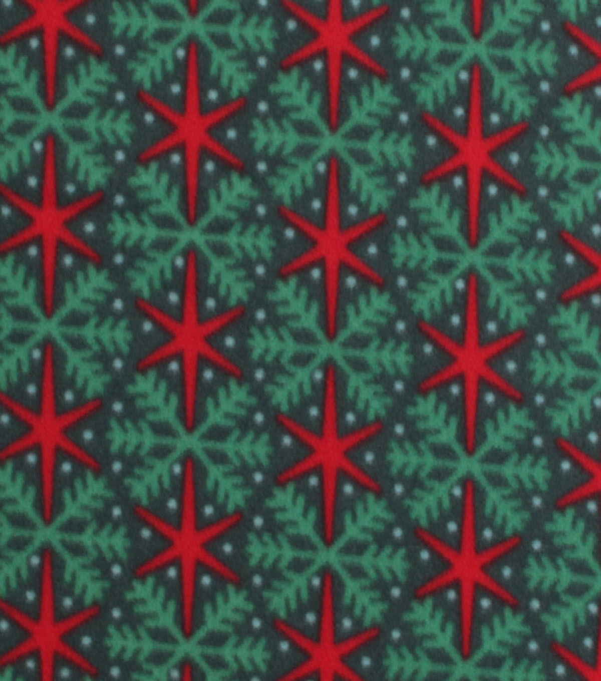 Red & Green Snowflakes Blizzard Fleece Fabric