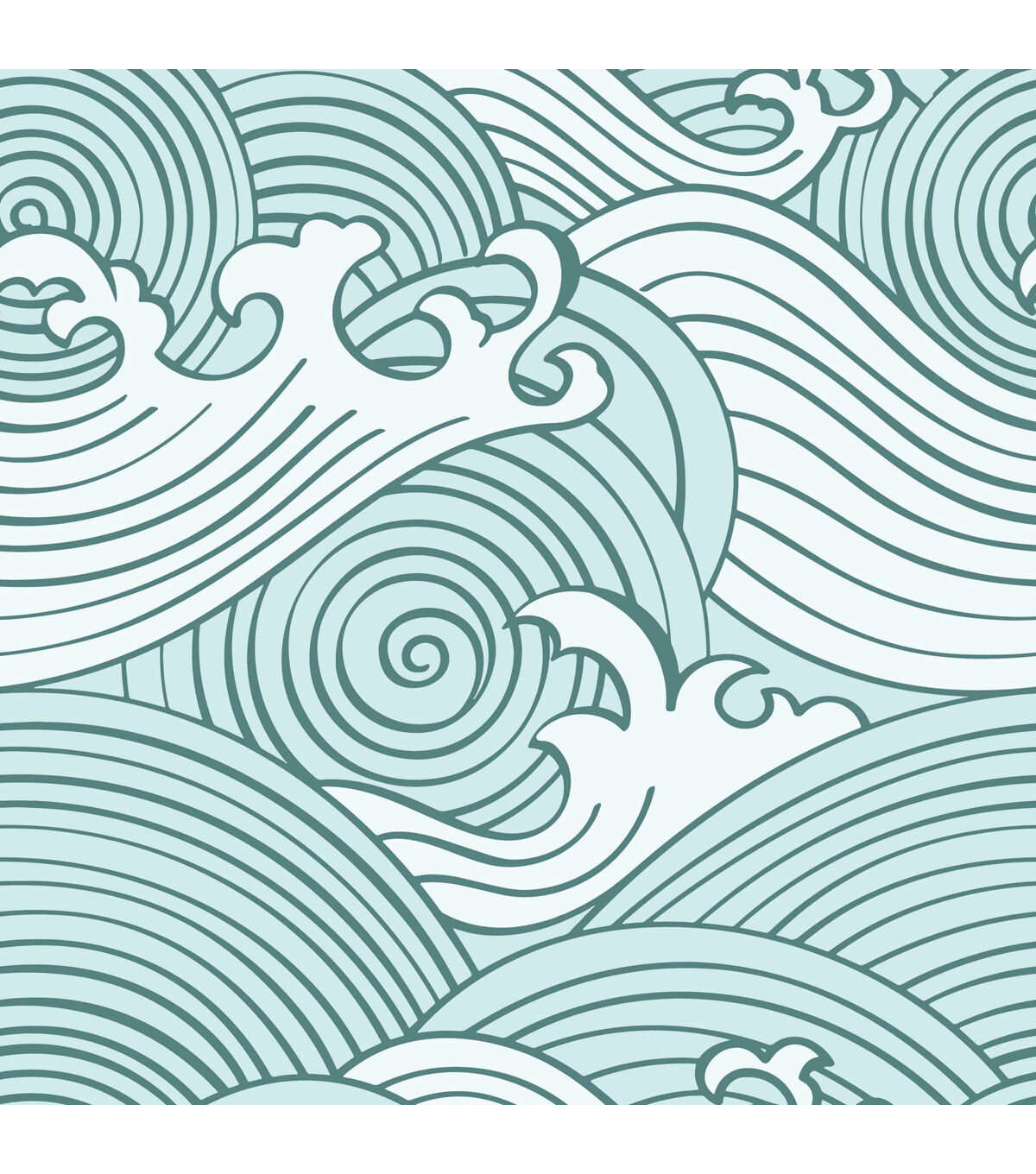 RoomMates 18 x 18' Teal Asian Waves Peel & Stick Wallpaper