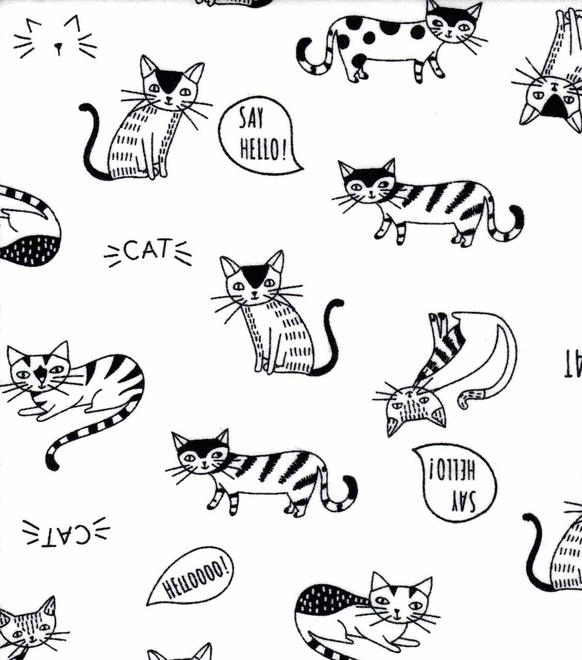 Say Hello Cat Super Snuggle Flannel Fabric