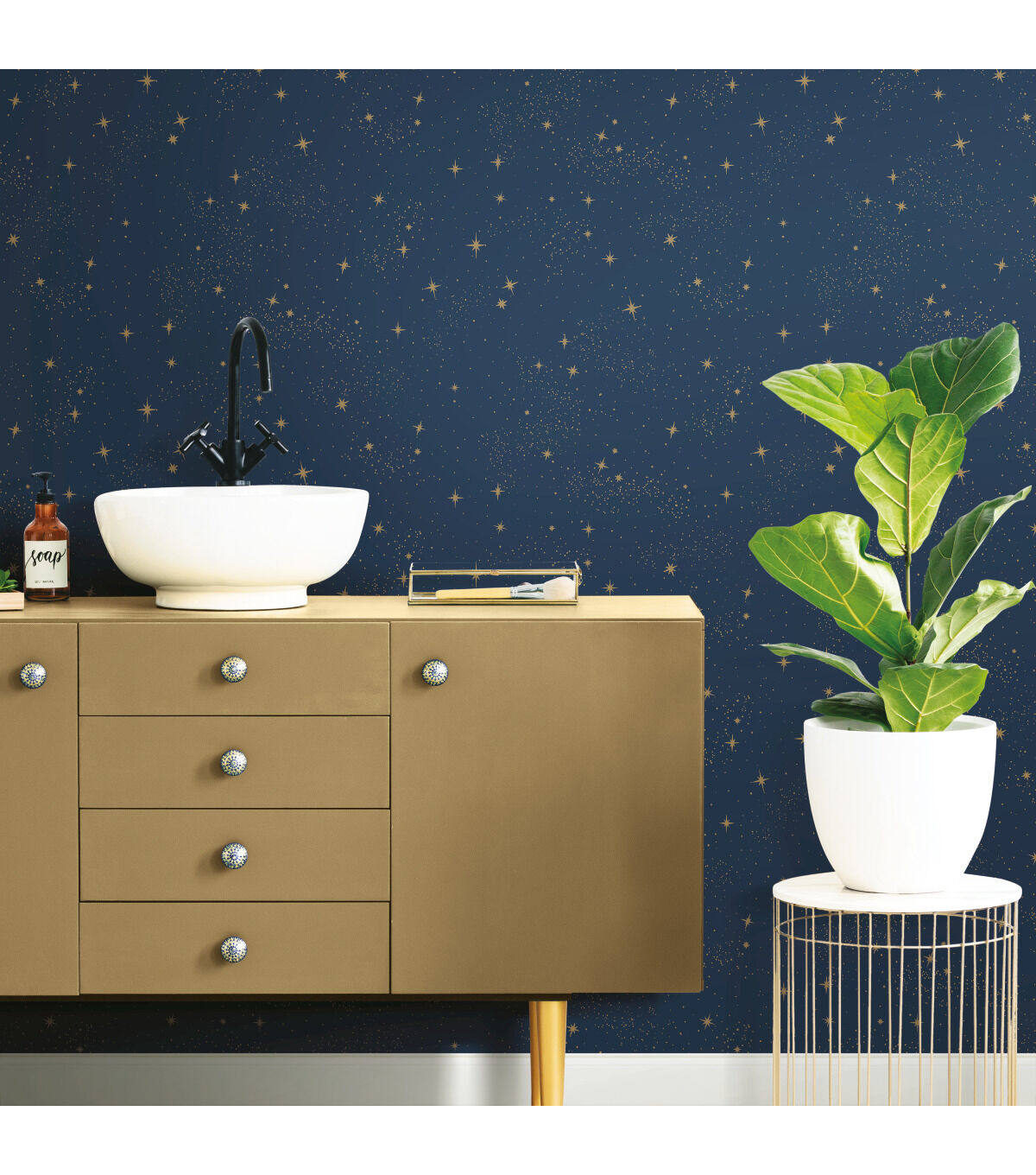 RoomMates Wallpaper Dark Blue Upon a Star