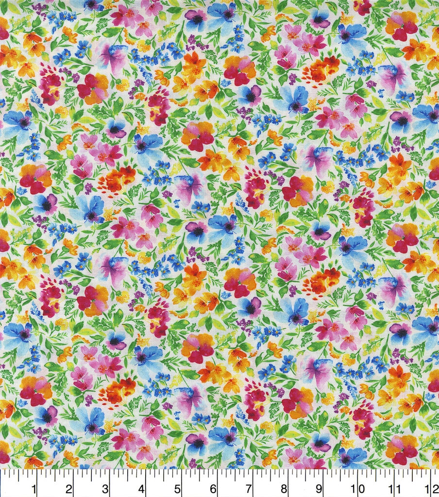 Hi Fashion Rainbow Flower Garden Premium Cotton Fabric