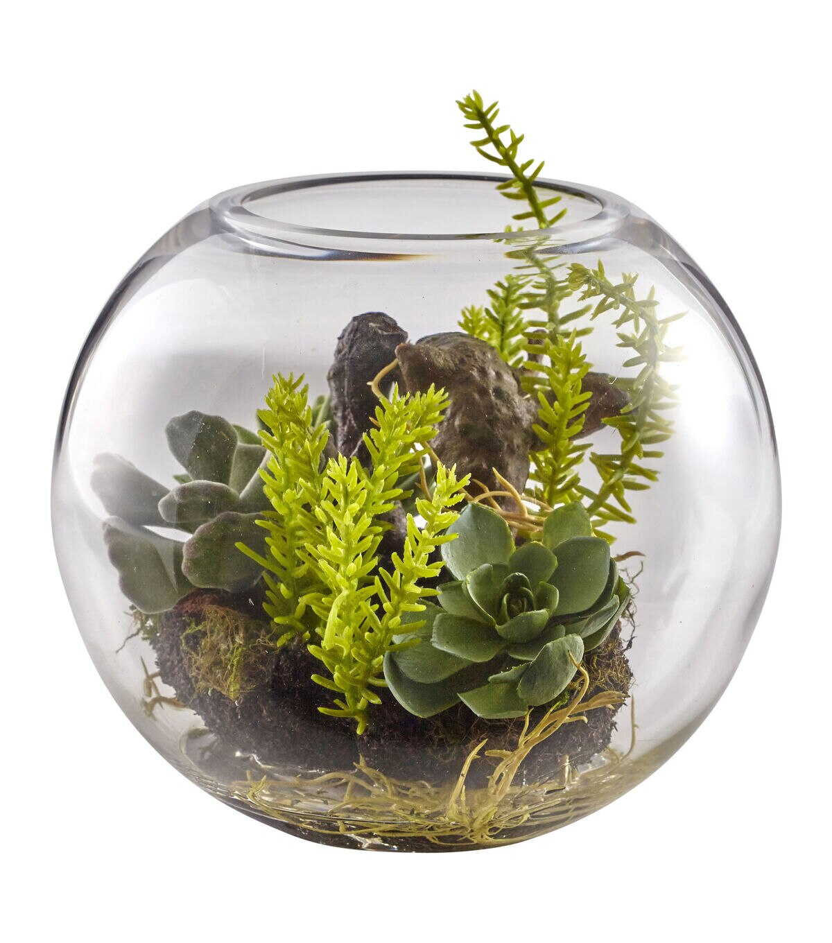 Nearly Natural Mix Succulent Garden with Glass Vase