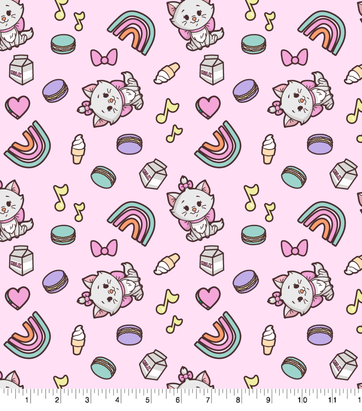 Disney Cute Sweet Marie on Pink Cotton Fabric