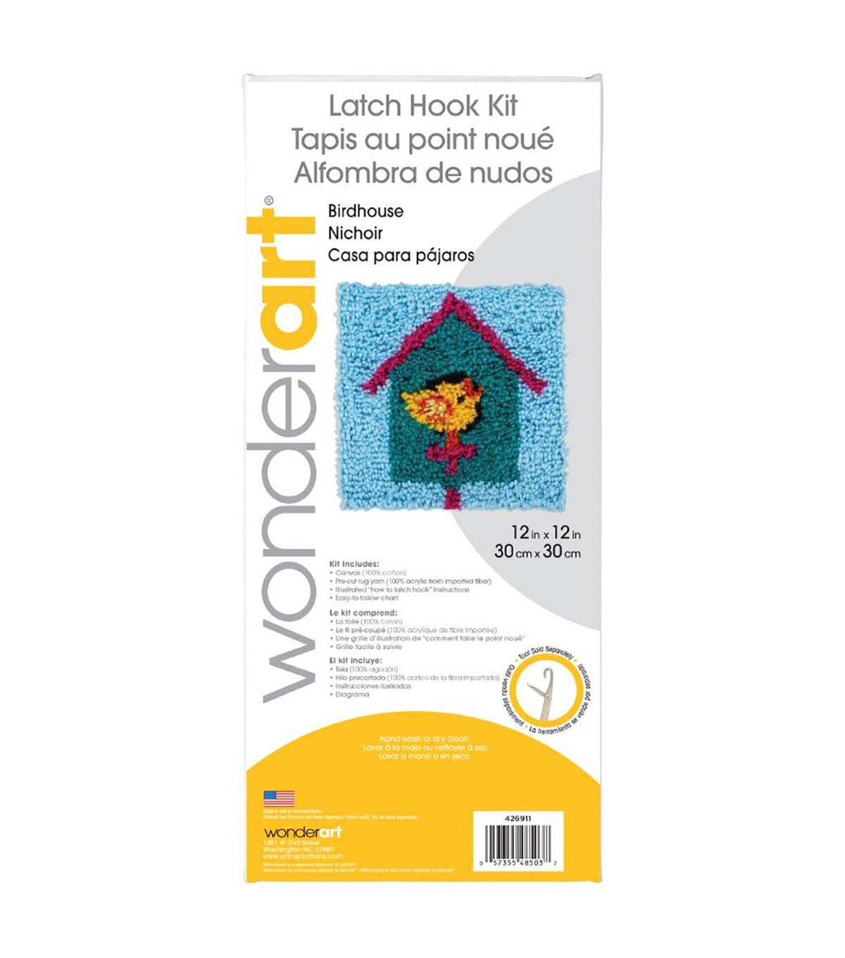 Wonderart Latch Hook Kit Bird House 12x12