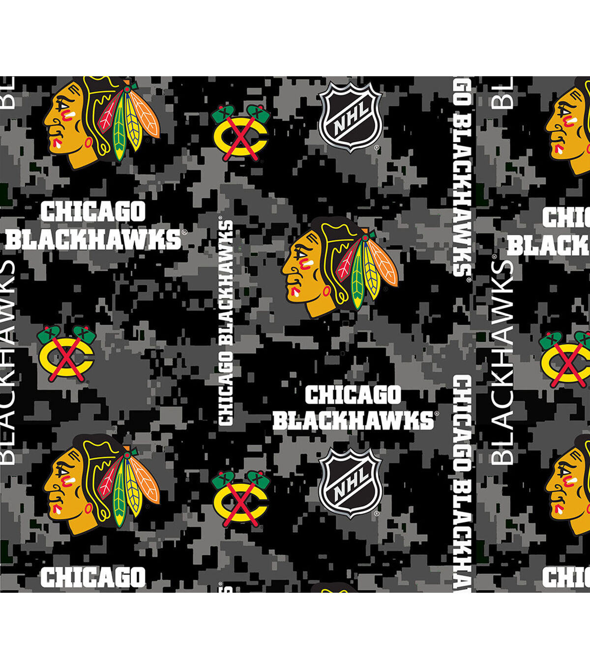 Chicago Blackhawks Fleece Fabric Digital Camo