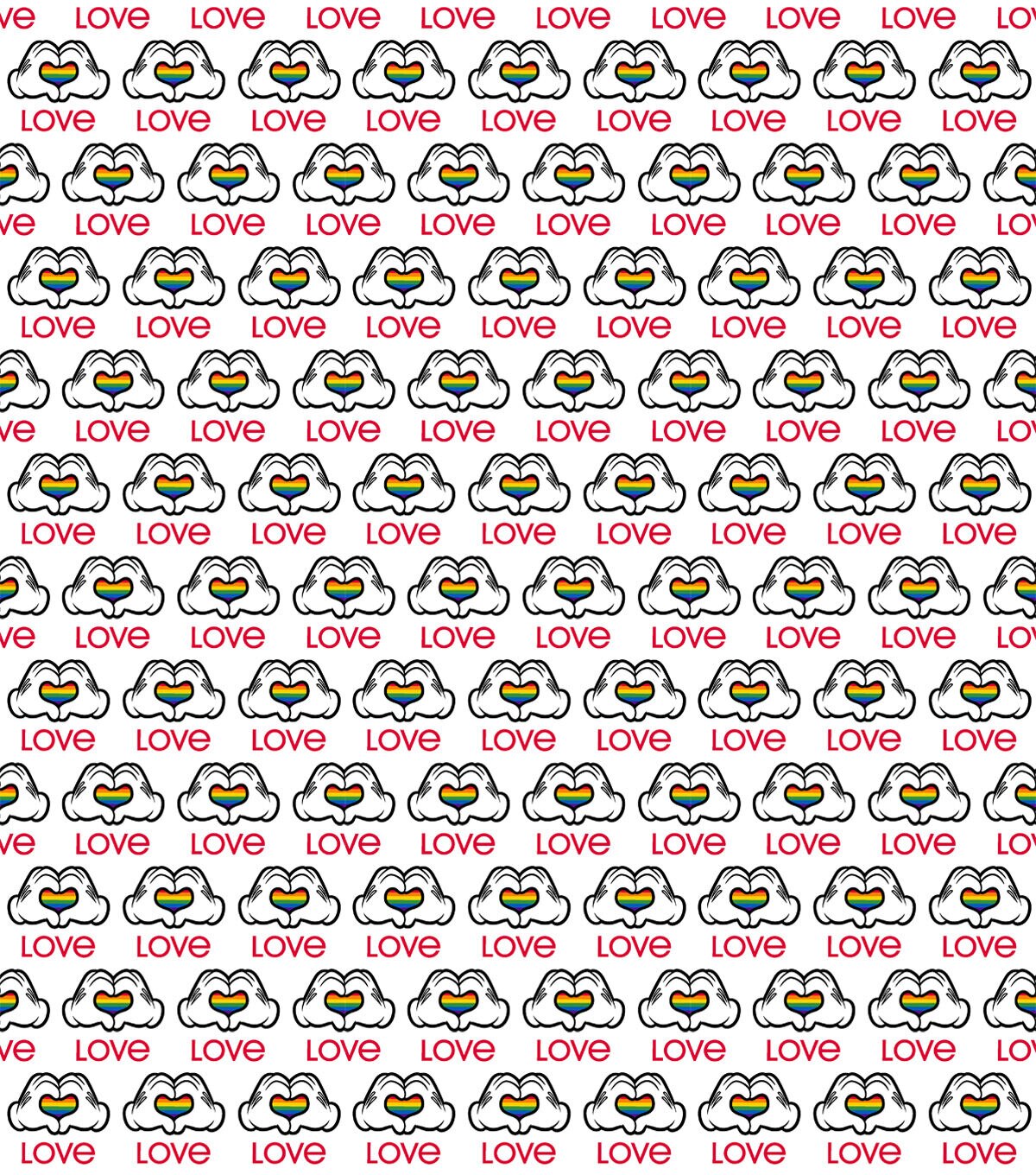 Pride Mickey Heart Hands Disney Cotton Fabric