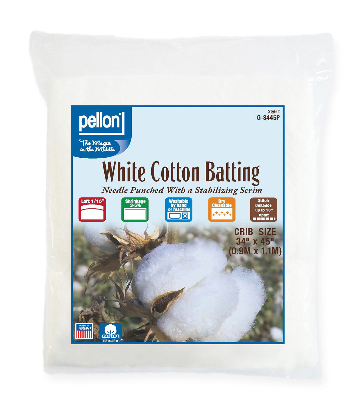 Pellon White Cotton Batting 34x45