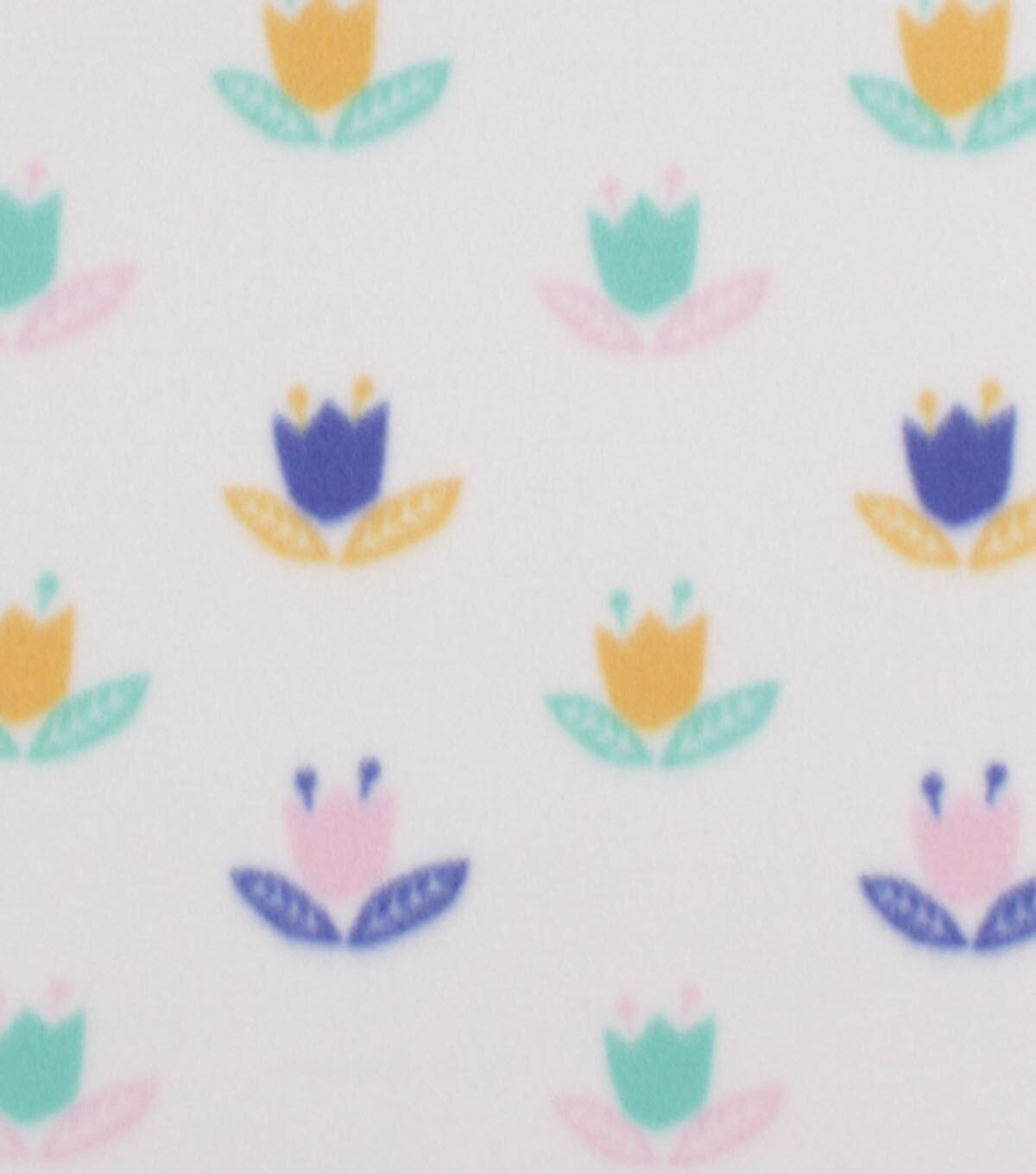 Linear Tulips on White Blizzard Fleece Fabric