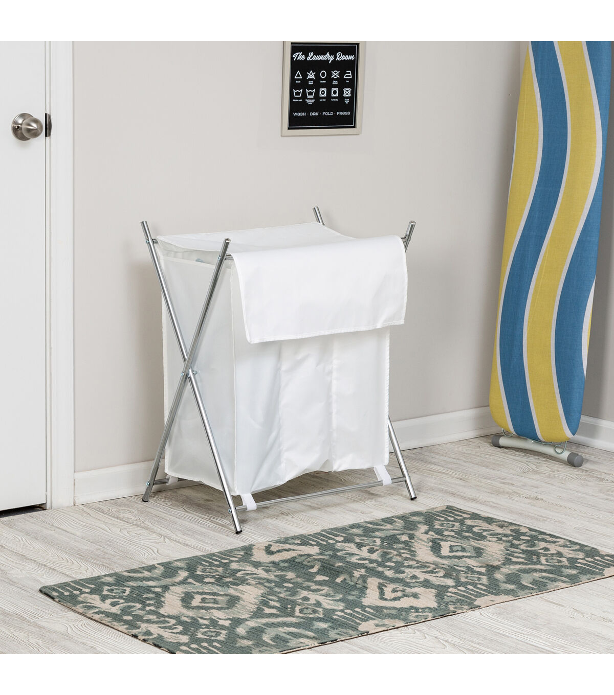 Honey Can Do 23 x 26.5 White & Chrome Folding X Frame Laundry Sorter