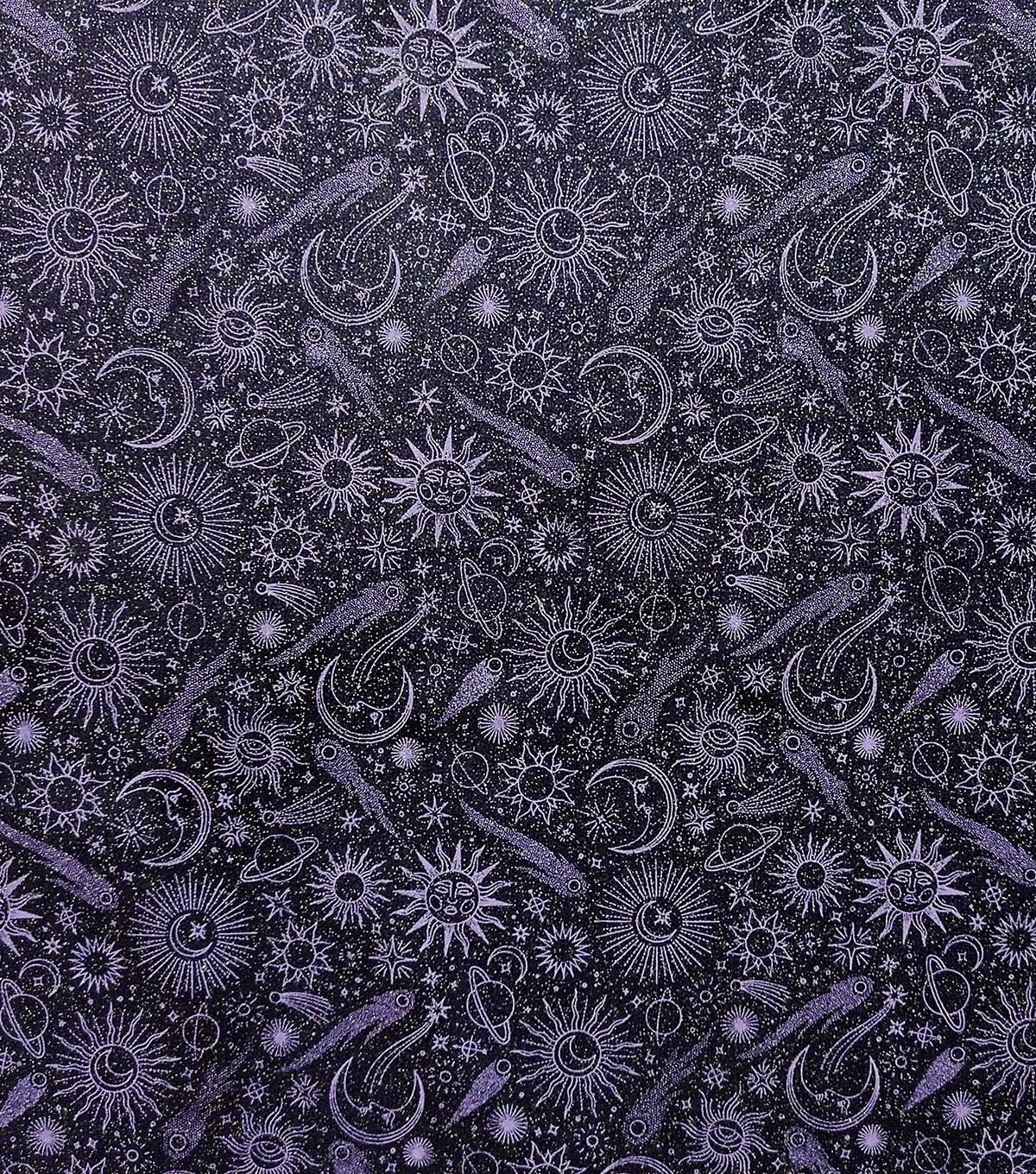 Celestial Space Quilt Glitter Cotton Fabric by Keepsake Calico