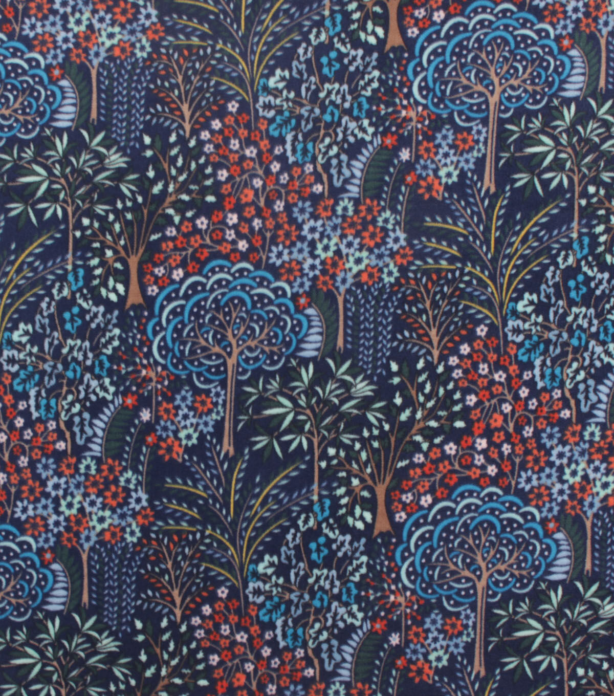 Floral Forest on Blue Anti Pill Fleece Fabric