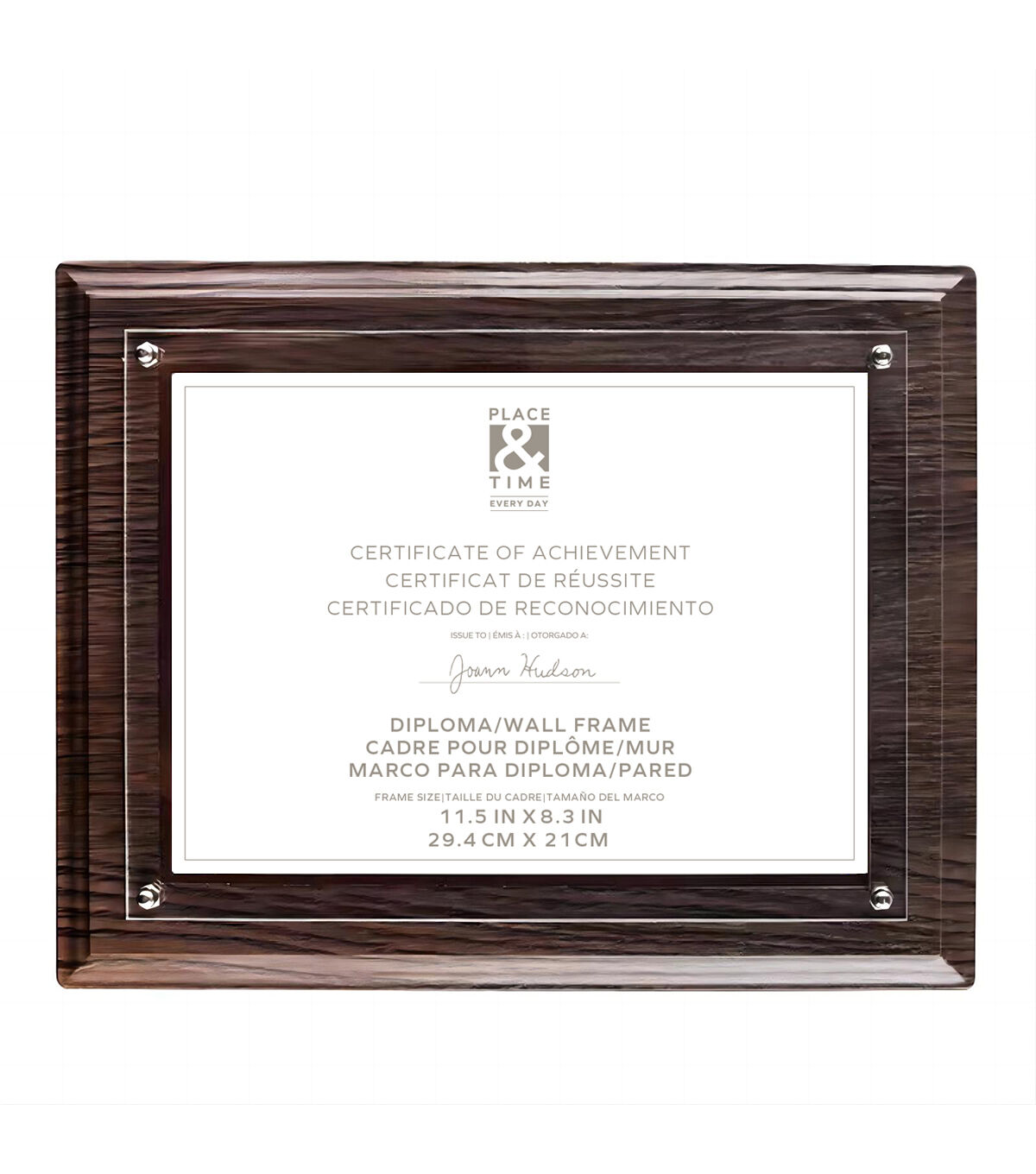 8 x 11 Walnut Wood A4 Diploma Frame by Place & Time