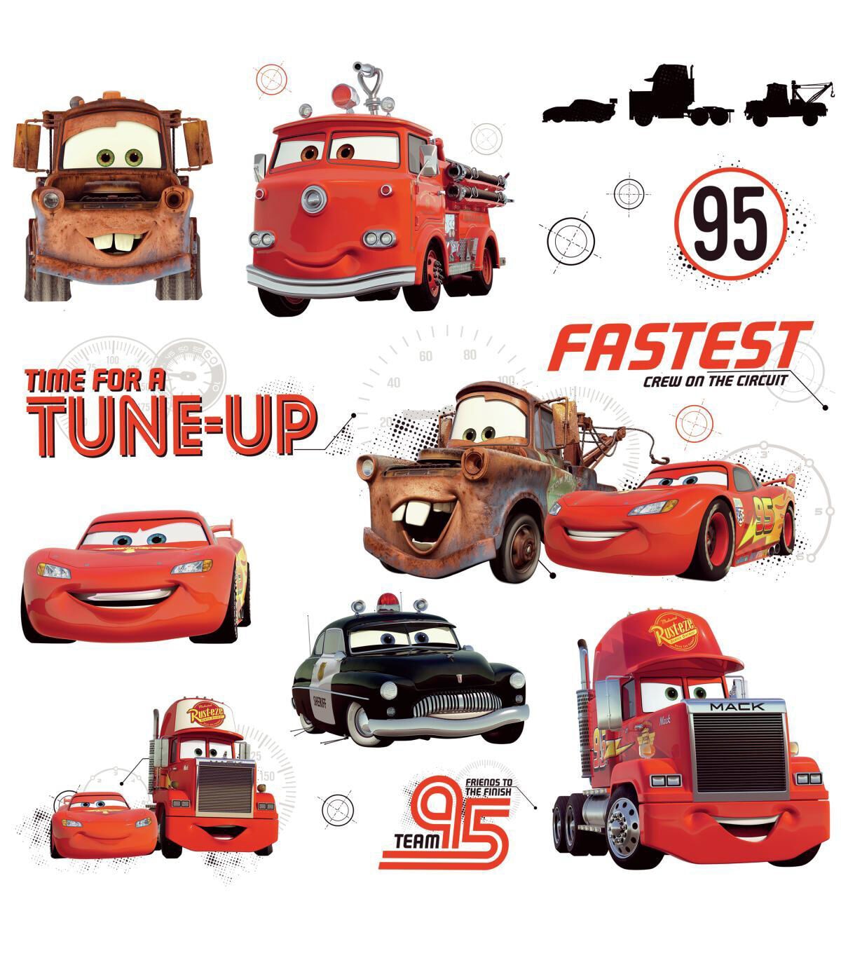RoomMates Peel & Stick Wall Decals Cars Friends to the Finish