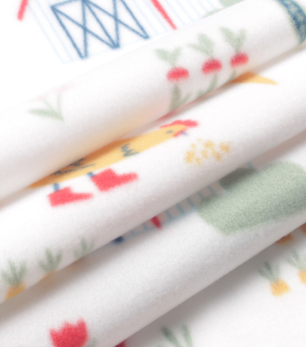 Chickens in Boots on White Blizzard Fleece Fabric