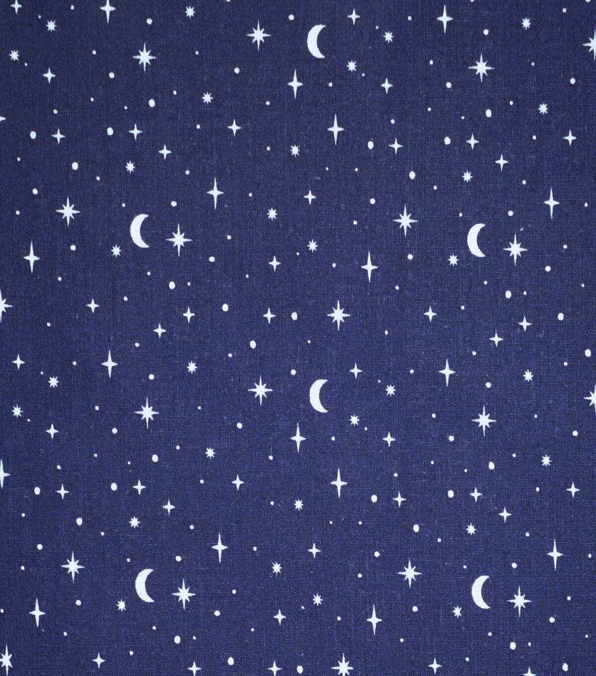 Stars & Moons on Navy Cotton Fabric by Quilter's Showcase