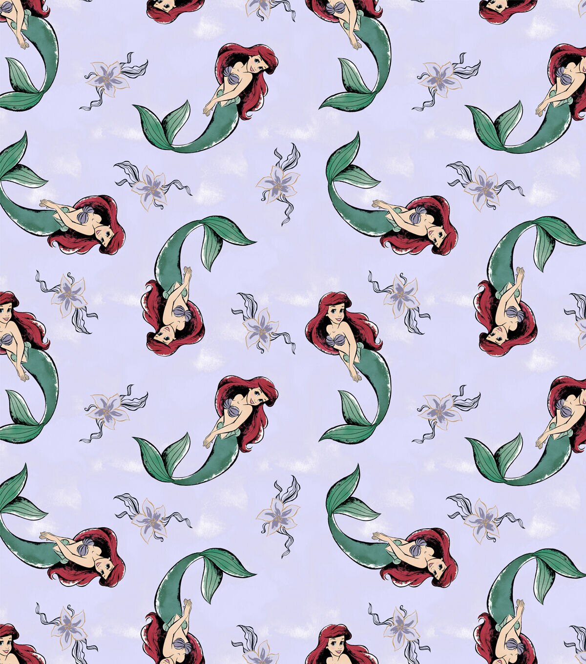 Disney Princess Ariel Dot Sea Fleece Fabric