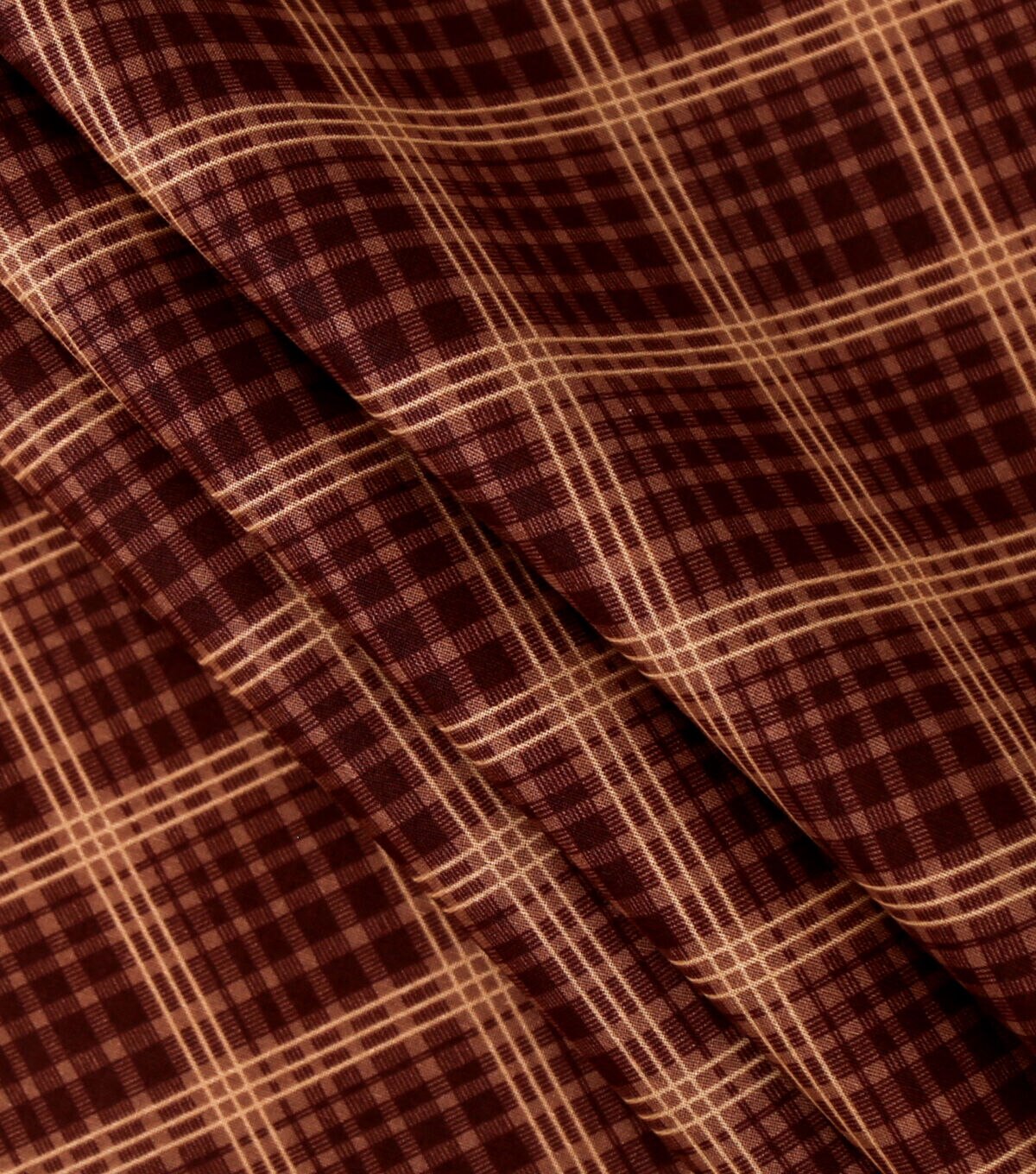 Bias Plaid Brown Cotton Fabric by Keepsake Calico