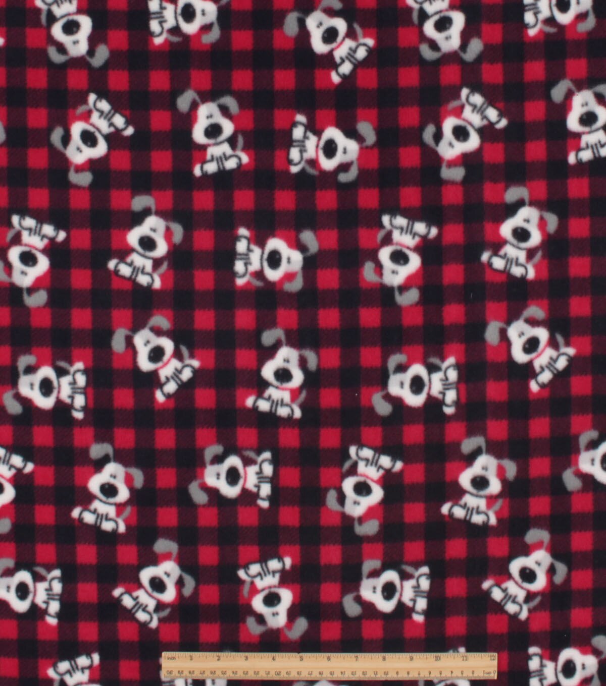Black & Red Buffalo Checkered Plaid Dogs Anti Pill Plush Fleece Fabric