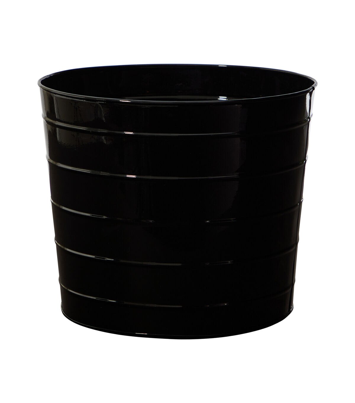 Nearly Natural 12 Farmhouse Black Metal Ribbed Planter