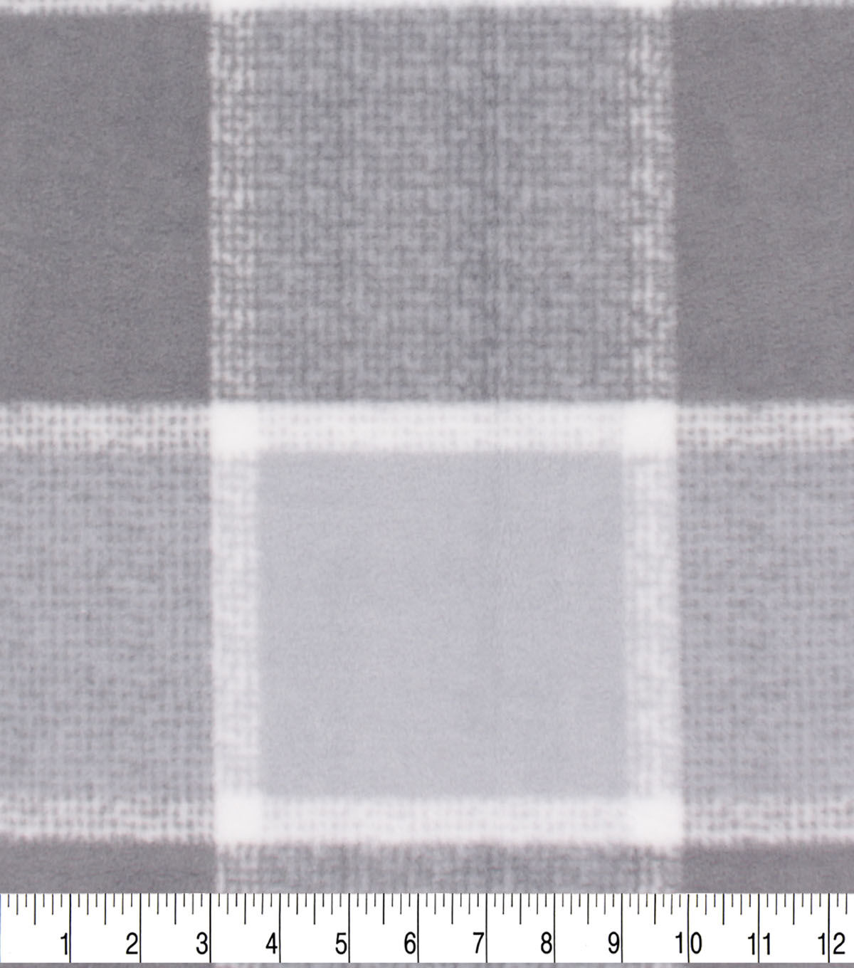 Gray Large Plaid Anti Pill Fleece Fabric