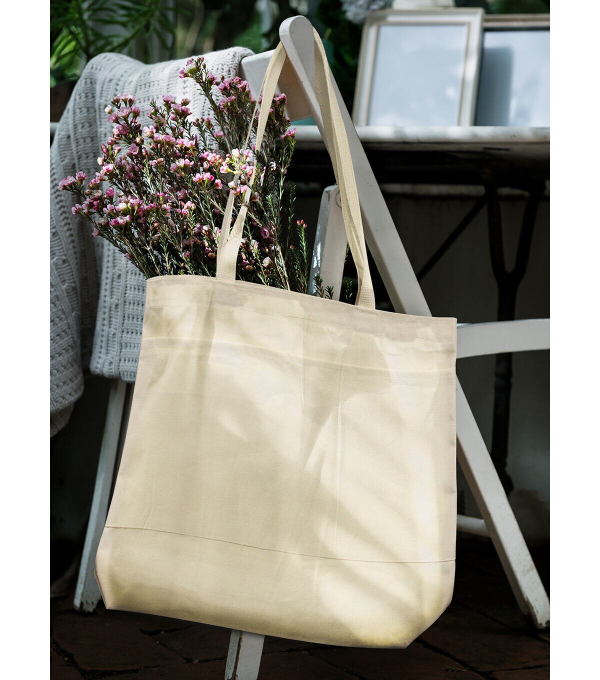 Large Canvas Tote with Pocket Natural