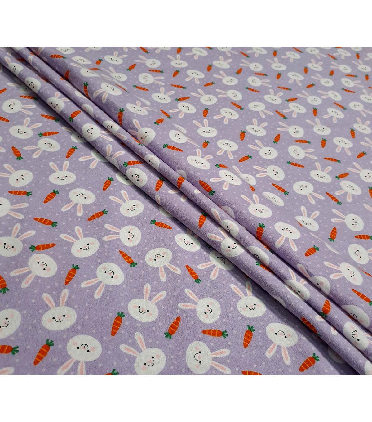 Bunnies & Carrots on Purple Super Snuggle Flannel Fabric by POP!