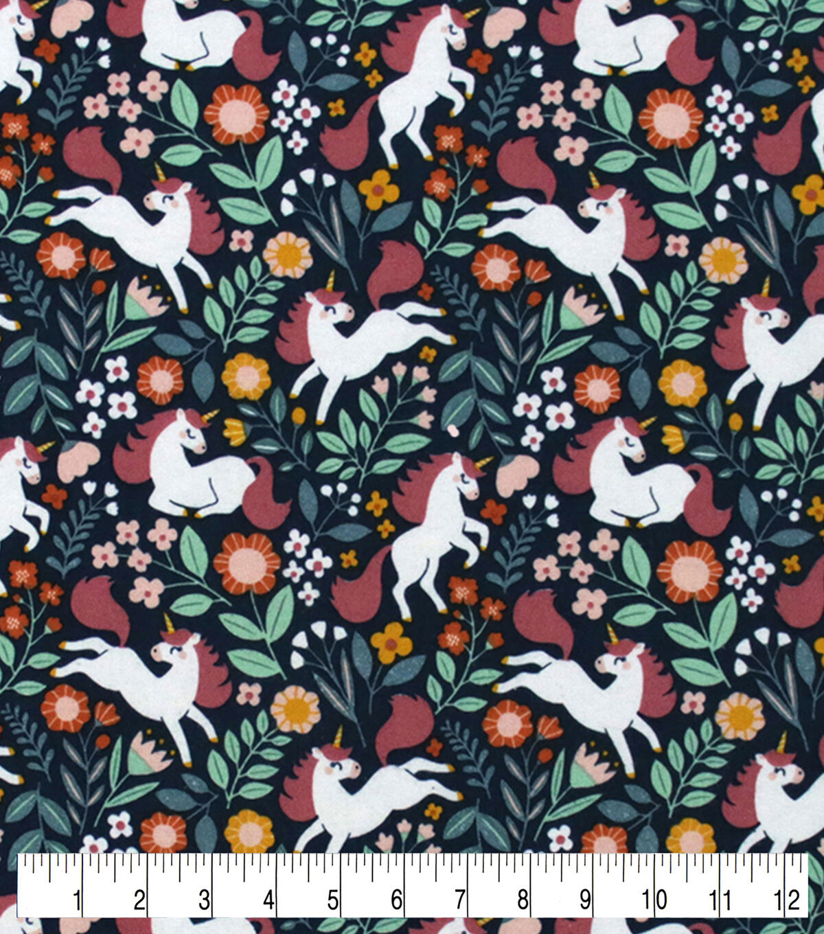 Unicorn Floral Super Snuggle Flannel Fabric