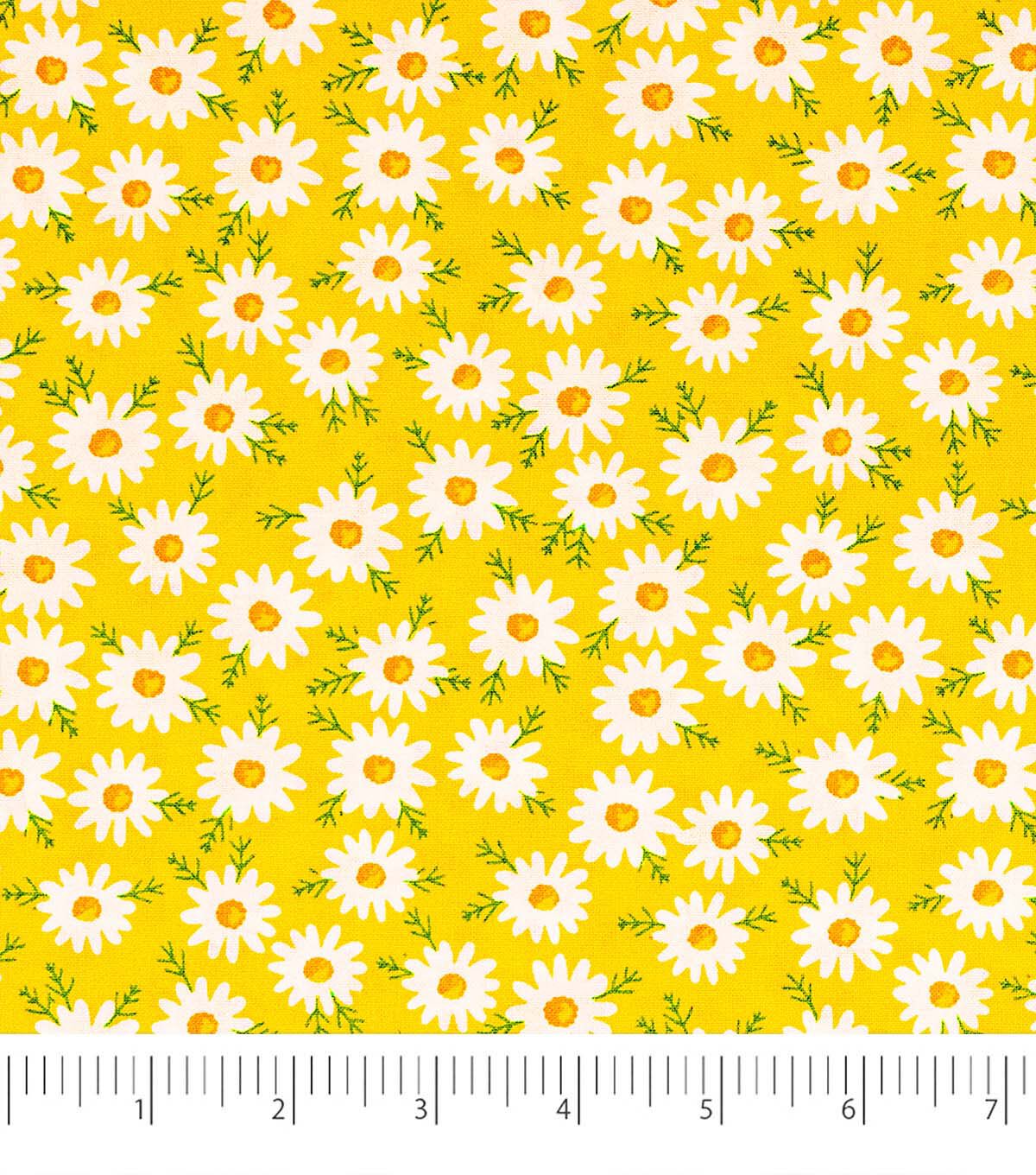 Singer Daisies on Yellow Quilt Cotton Fabric