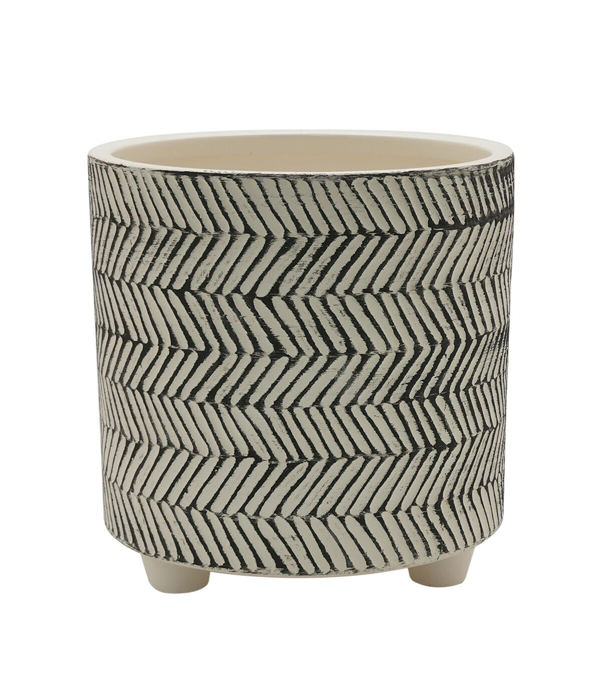 8 Black & White Chevron Ceramic Planter With Feet by Bloom Room