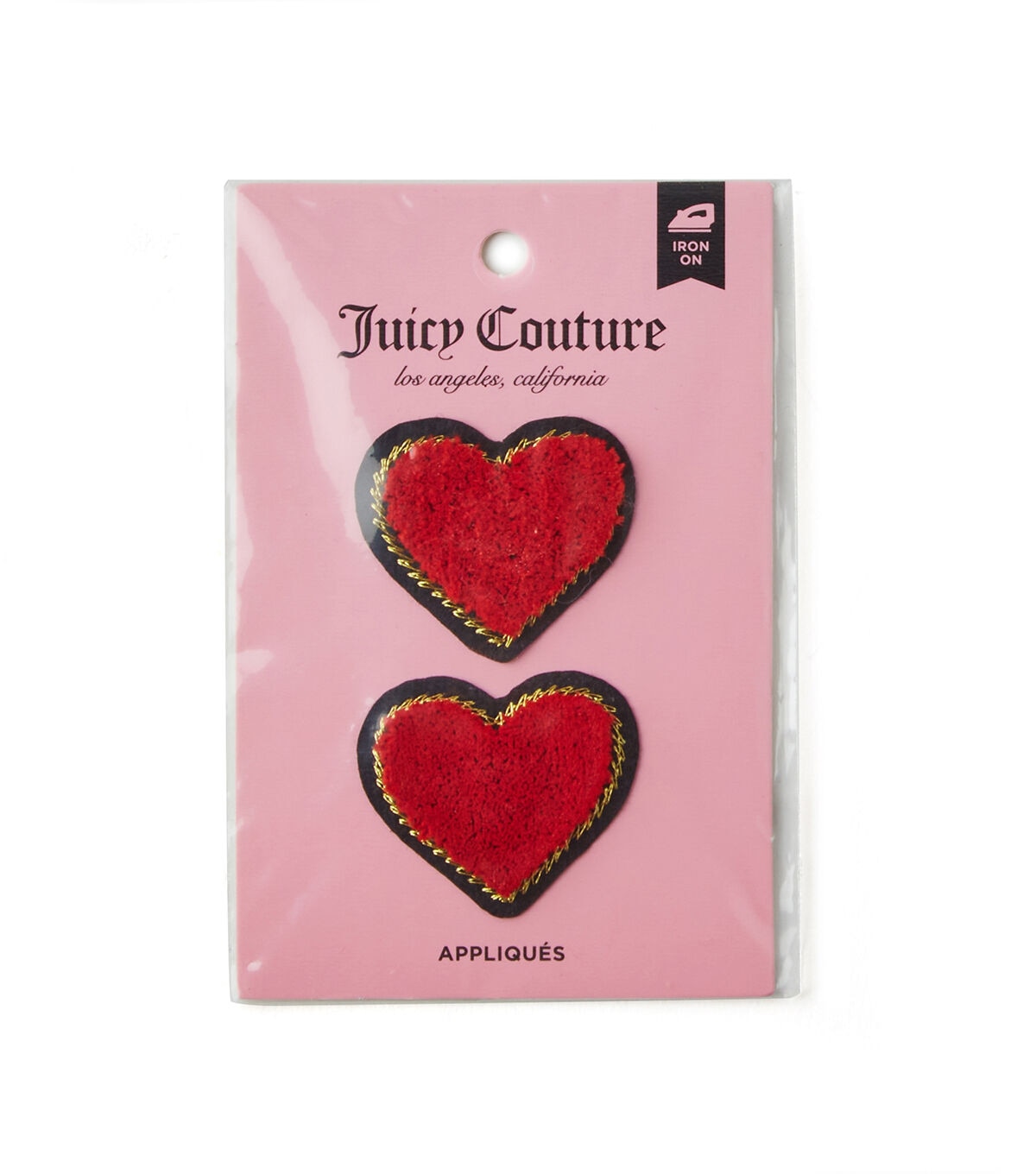 Juicy Couture 1.5 Red Hearts Iron On Patches 2pk