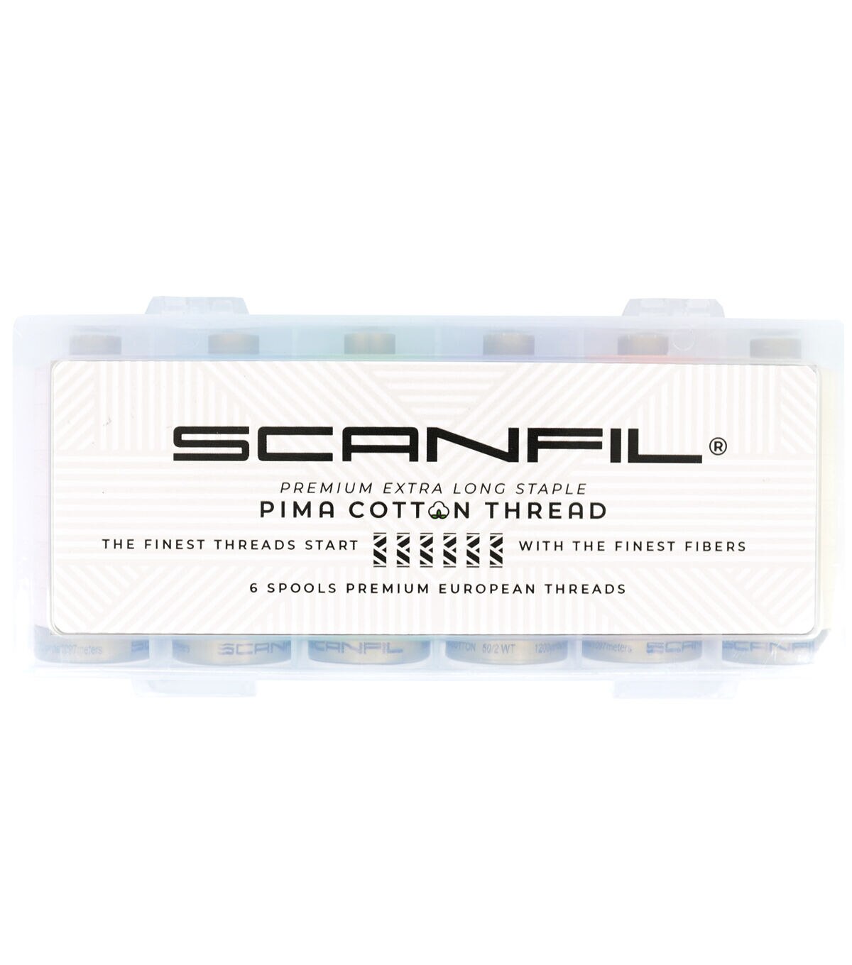 SCANFIL Pima Cotton 50 Wt Thread 1200 Yds 6ct and Storage Box Pastel