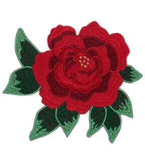 5 Red Rose With Leaves Iron On Patch by hildie & jo