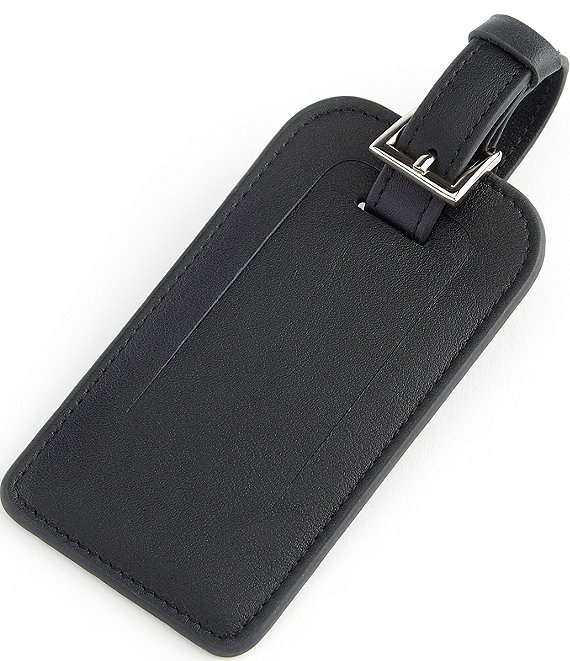 Leather Luggage Tag with Silver Hardware