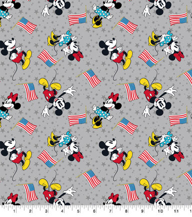 Patriotic Minnie Mickey American Darlings Patriotic Cotton Fabric