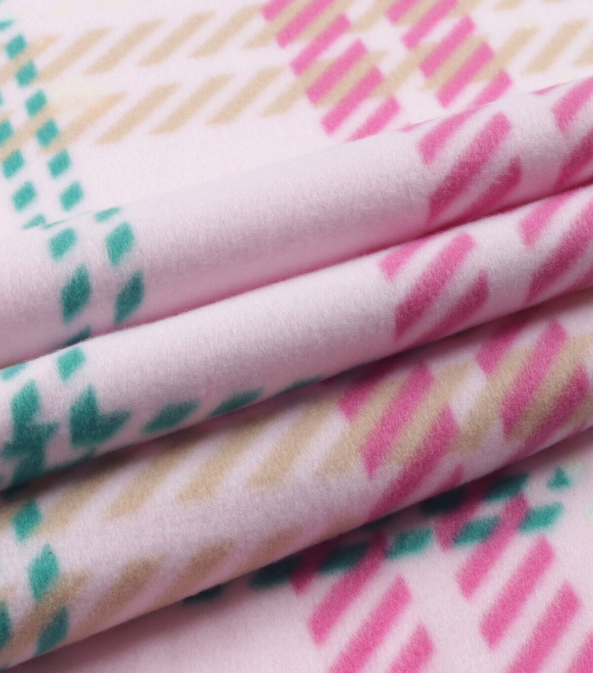 Pink Christmas Plaid Blizzard Fleece Fabric