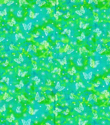 Fabric Traditions Teal Butterflies Cotton Fabric by Keepsake Calico