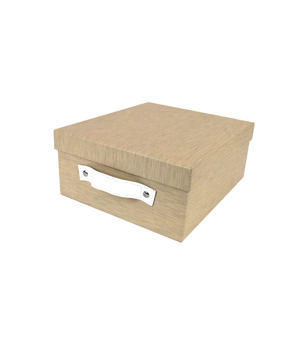 13 Tan Heather Pattern Rectangle Box With Lid & Carrying Handles