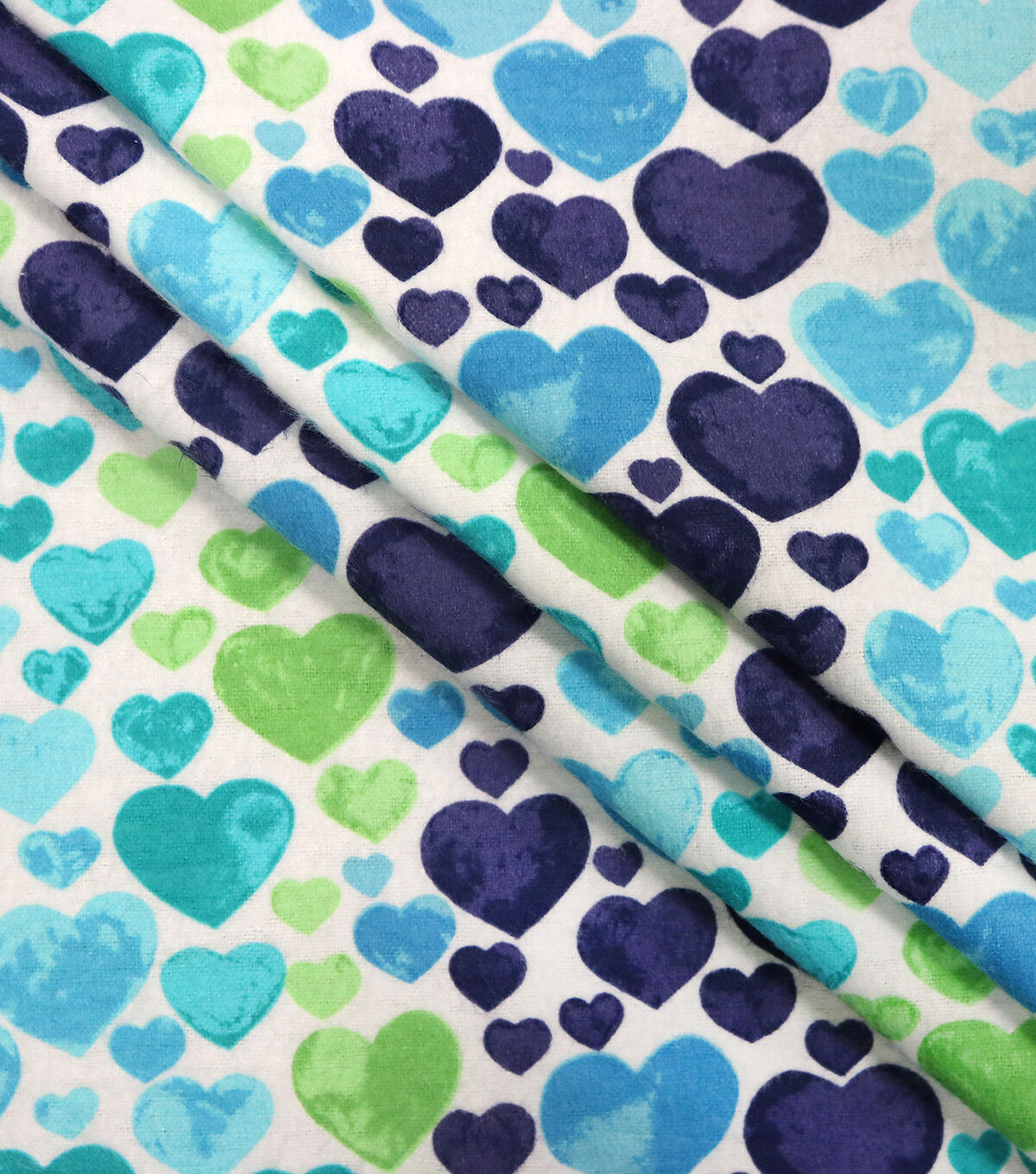 Watercolor Hearts Blue Purple Super Snuggle Flannel Fabric