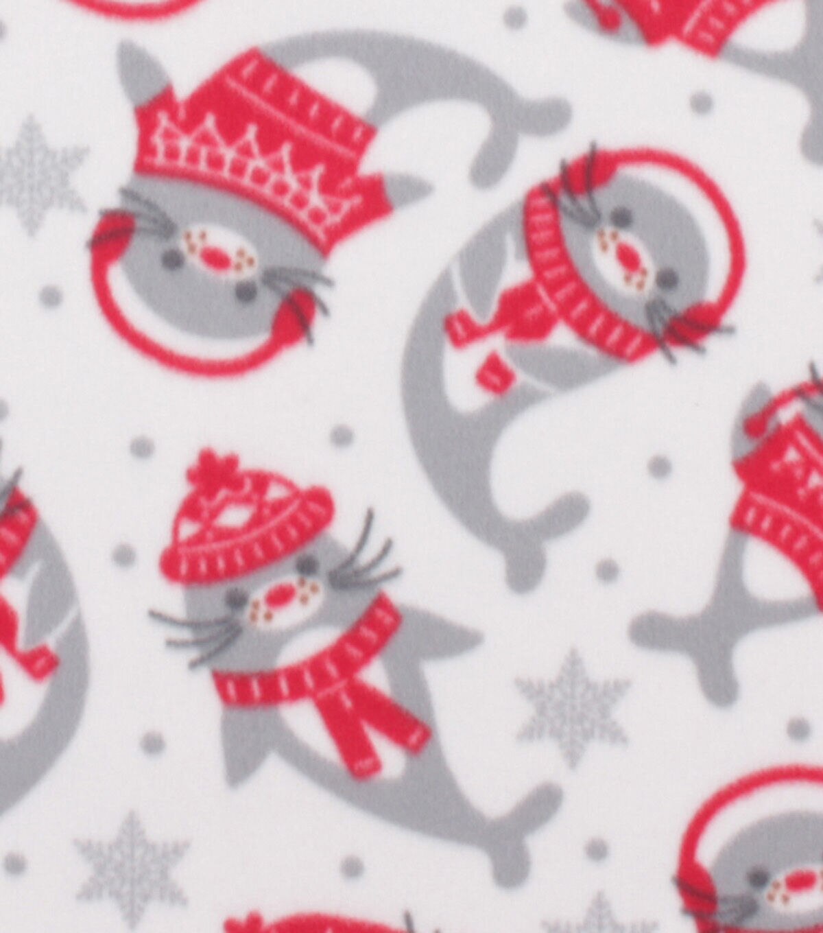 White Seals Blizzard Fleece Fabric