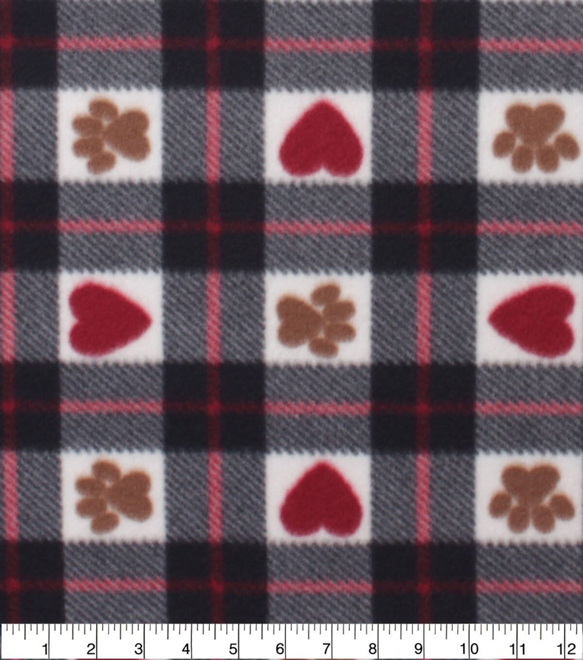 Hearts and Paws Blizzard Fleece Fabric