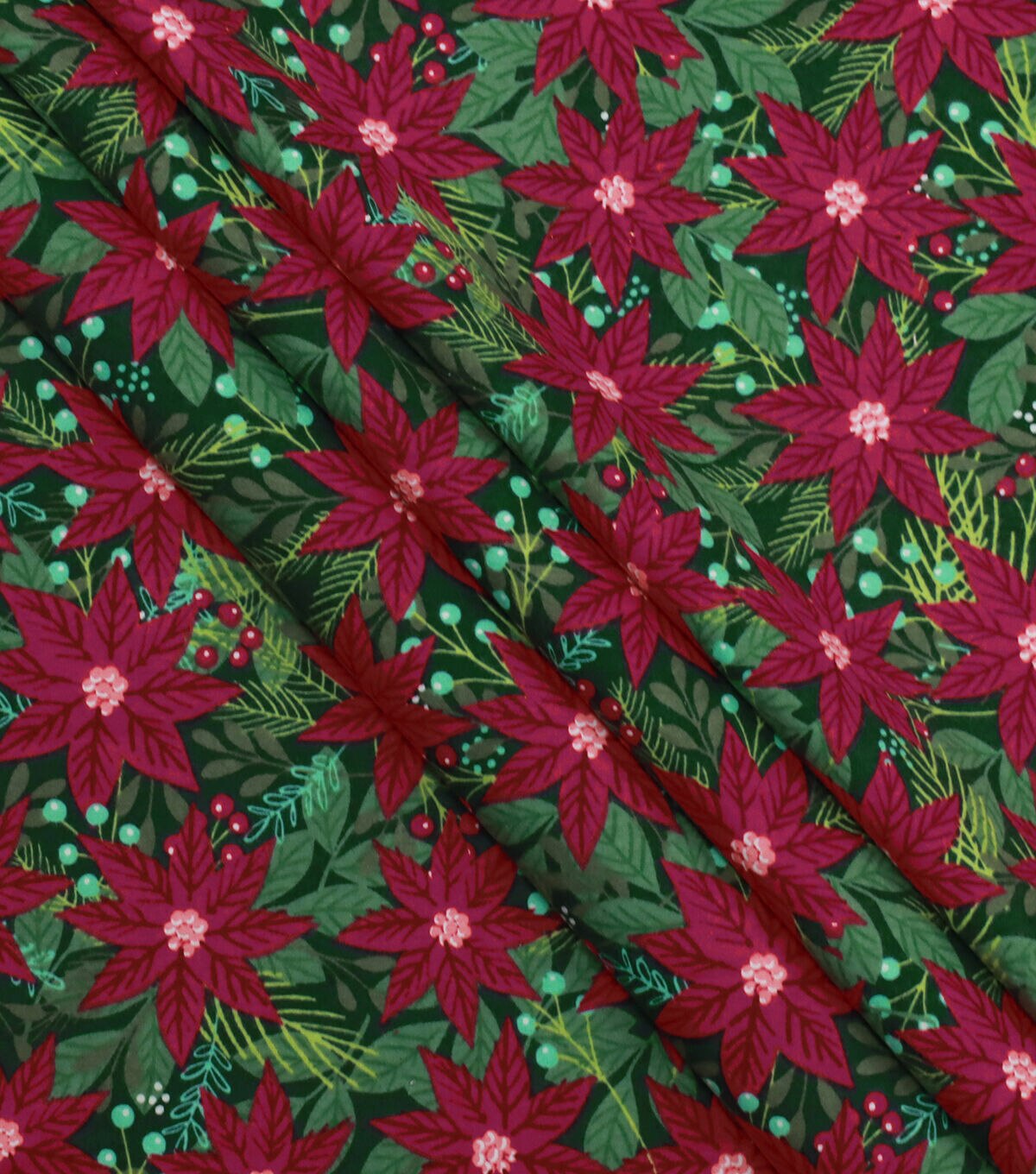 Poinsettia & Leaf Super Snuggle Christmas Flannel Fabric