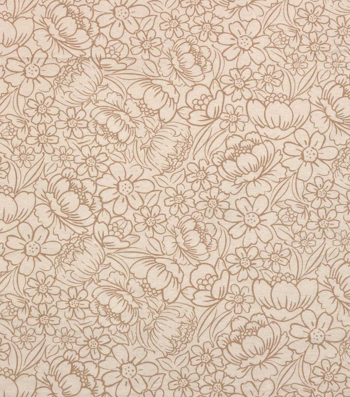 108 Light Brown Floral Blender Wide Flannel Fabric
